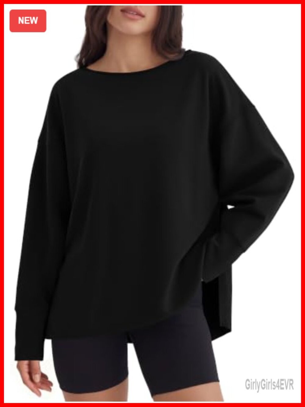 Oversized Boat Neck Sweatshirt Lightweight Air Layer Tunic Length Pullover